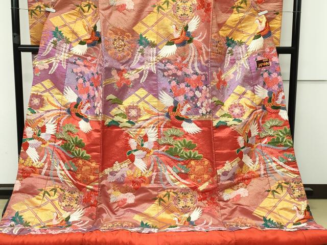 平和屋本店■極上 ブライダルファッションデザイナー・桂由美 色打掛 和装 婚礼 結婚式 花嫁 神社挙式 正倉院飛鶴文 金銀糸 逸品CZAA2380s5