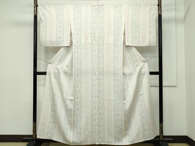 平和屋本店▽極上 小紋 単衣 花唐草間道 逸品 CZAA2387s5