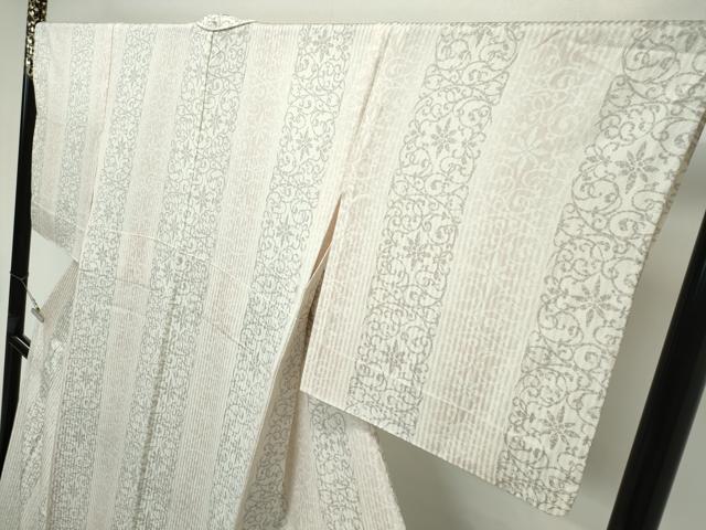 平和屋本店▽極上 小紋 単衣 花唐草間道 逸品 CZAA2387s5