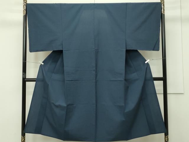 平和屋本店■極上　男性　綿薩摩　単衣　東郷織物謹製　手織　みじん格子　實篤　永江明夫(正藍染)　逸品　未使用　CZAA2388s5