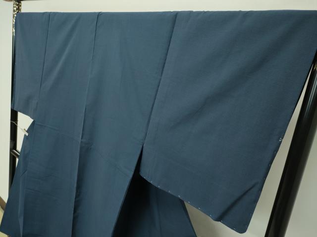 平和屋本店■極上　男性　綿薩摩　単衣　東郷織物謹製　手織　みじん格子　實篤　永江明夫(正藍染)　逸品　未使用　CZAA2388s5