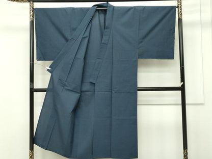 平和屋本店■極上　男性　綿薩摩　単衣　東郷織物謹製　手織　みじん格子　實篤　永江明夫(正藍染)　逸品　未使用　CZAA2388s5
