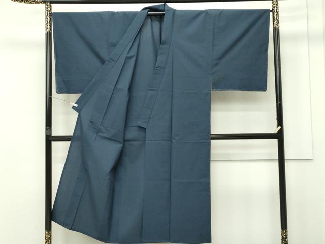 平和屋本店■極上　男性　綿薩摩　単衣　東郷織物謹製　手織　みじん格子　實篤　永江明夫(正藍染)　逸品　未使用　CZAA2388s5