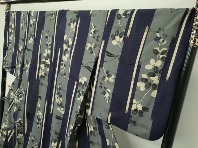 平和屋本店■極上　夏物　撫松庵　小紋・浴衣兼用　草花間道　セオアルファ　洗える着物　逸品　CZAA2389s5
