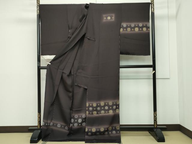 平和屋本店■極上 京の名門 友禅 染の北川 訪問着 仮絵羽 横段花文 暈し染め 鬼しぼ縮緬 赤墨色地 上代88万 逸品 未使用 CZAA2393s5