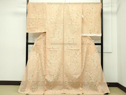 平和屋本店■極上　夏物　京の名門　友禅　染の北川　小紋　仮絵羽　紗　萩　上代52万　美しいキモノ掲載　逸品　未使用　CZAA2395s5