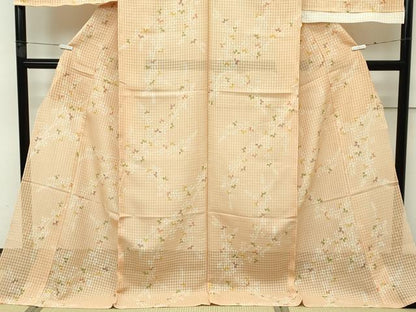 平和屋本店■極上　夏物　京の名門　友禅　染の北川　小紋　仮絵羽　紗　萩　上代52万　美しいキモノ掲載　逸品　未使用　CZAA2395s5