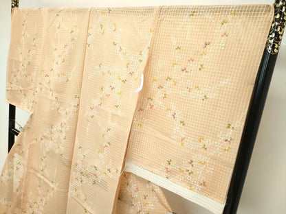 平和屋本店■極上　夏物　京の名門　友禅　染の北川　小紋　仮絵羽　紗　萩　上代52万　美しいキモノ掲載　逸品　未使用　CZAA2395s5
