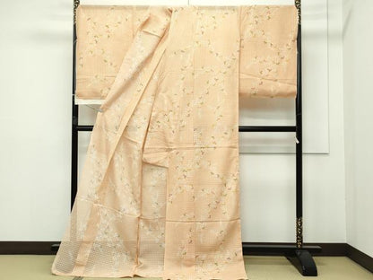 平和屋本店■極上　夏物　京の名門　友禅　染の北川　小紋　仮絵羽　紗　萩　上代52万　美しいキモノ掲載　逸品　未使用　CZAA2395s5