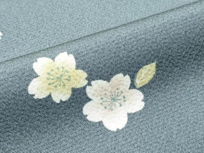 平和屋本店●極上 小紋 蛍暈し 舞花文 鉛色地 逸品 CZAA2405s5
