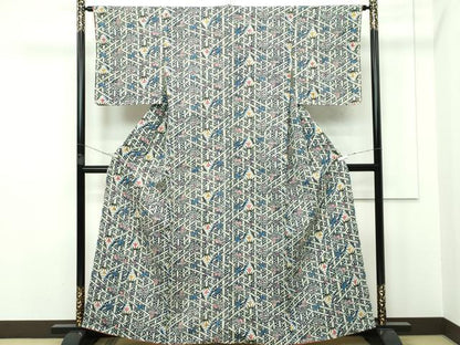 平和屋本店■極上　本場琉球紅型　藤村玲子　小紋　サヤ形に丸紋文様　カラーコピー付き　逸品　未使用　CZAA2412s5