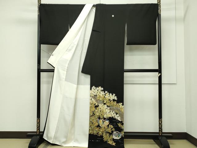 平和屋本店○極上 本加賀友禅作家 池田裕 黒留袖 鴛鴦 松 逸品