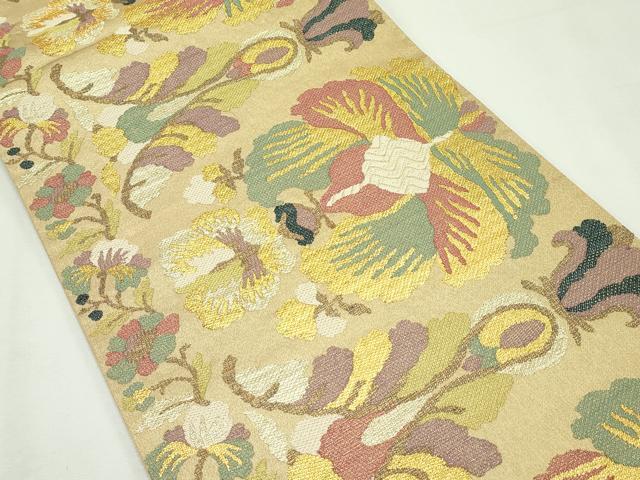 平和屋本店■極上　洛風林　工芸帯地　六通柄袋帯　花唐草文　金銀糸　逸品　CZAA2422s5