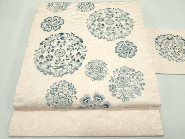 平和屋本店●極上 九寸名古屋帯 草花丸文 逸品 未使用 CZAA2436s5