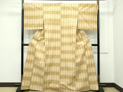 平和屋本店■超希少　琉球美絣　木綿　反端付き　逸品　CZAA2443s5