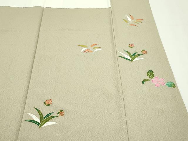平和屋本店■超希少　友禅染色家　品川恭子　訪問着　花鳥文　金彩　利休茶色地　逸品　未使用　CZAA2447s5