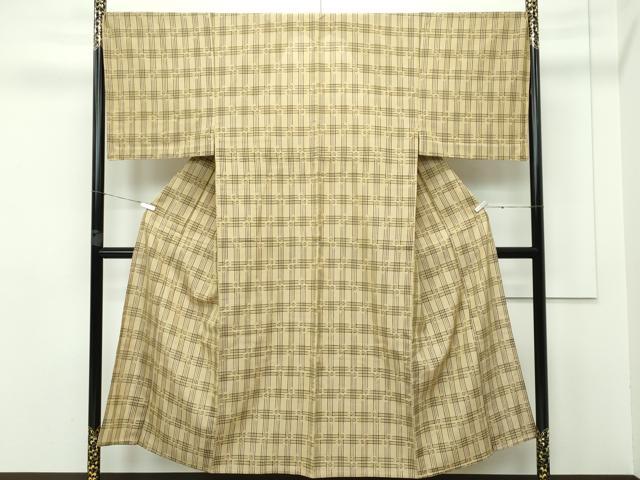 平和屋本店■極上　男性　夏物　本場琉球絣　琉球本染絣　草木染　大城広四郎作　格子柄　証紙付き　逸品　未使用　CZAA2468s5