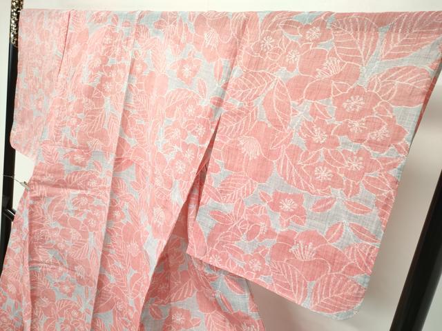 平和屋本店■極上　夏物　本場小千谷ちぢみ　草花文　麻　逸品　未使用　CZAA2483s5