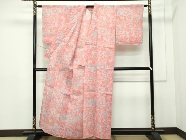 平和屋本店■極上　夏物　本場小千谷ちぢみ　草花文　麻　逸品　未使用　CZAA2483s5