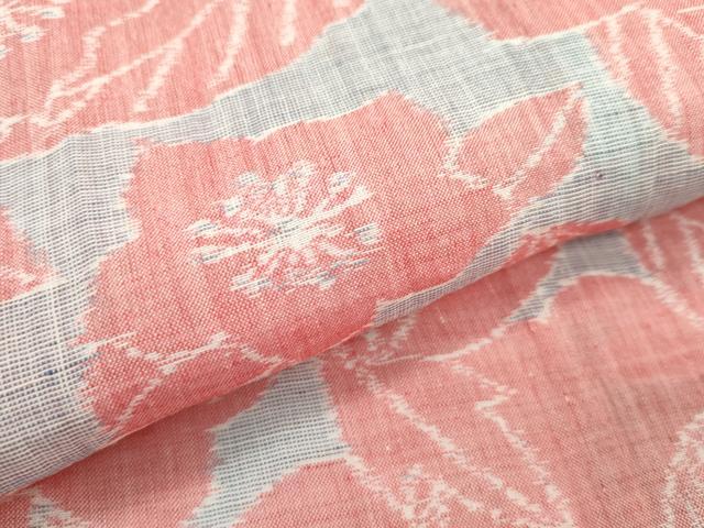 平和屋本店■極上　夏物　本場小千谷ちぢみ　草花文　麻　逸品　未使用　CZAA2483s5