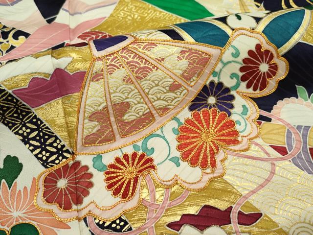 平和屋本店■極上　創業460年・千總　振袖　駒刺繍　宝尽くし　金彩　常盤色地　逸品　CZAA2492s5