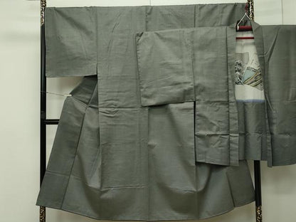 平和屋本店●極上　男性　紬　アンサンブル　100亀甲　逸品　CZAA2499s5
