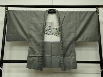 平和屋本店●極上　男性　紬　アンサンブル　100亀甲　逸品　CZAA2499s5