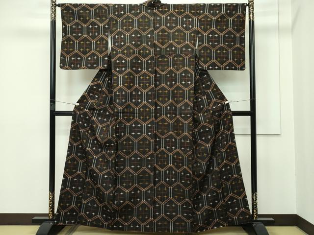 平和屋本店■極上　国指定重要無形文化財　本場久米島紬　手織　草木染　証紙付き　逸品　CZAA2508s5