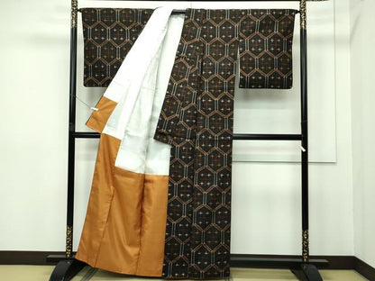 平和屋本店■極上　国指定重要無形文化財　本場久米島紬　手織　草木染　証紙付き　逸品　CZAA2508s5