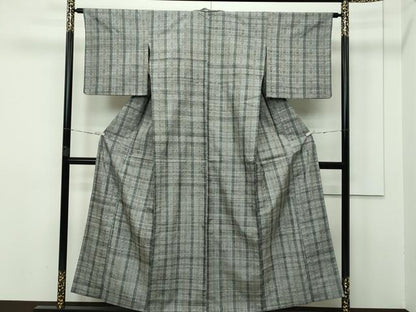 平和屋本店▽極上 伝統工芸士 七代目 吉澤与市 紬 単衣 虹彩花織 証紙付き 逸品 CZAA2513s5
