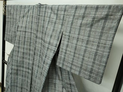 平和屋本店▽極上 伝統工芸士 七代目 吉澤与市 紬 単衣 虹彩花織 証紙付き 逸品 CZAA2513s5