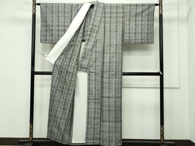 平和屋本店▽極上 伝統工芸士 七代目 吉澤与市 紬 単衣 虹彩花織 証紙付き 逸品 CZAA2513s5