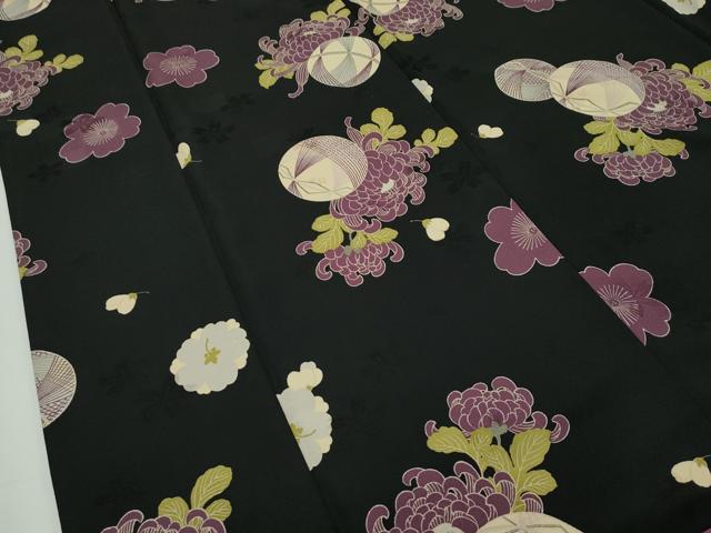 平和屋本店●極上 夢工房 小紋 花毬文 黒地 逸品 CZAA2516s5