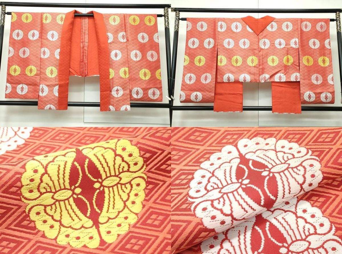 平和屋本店□希少 十二単 唐衣・表着・打衣・五衣 唐織 蝶丸文