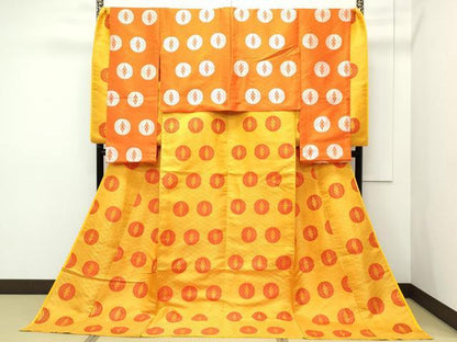 平和屋本店■希少　十二単　唐衣・表着・打衣・五衣　唐織　蝶丸文　逸品　CZAA2522s5