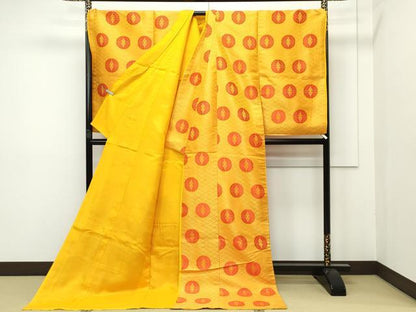 平和屋本店■希少　十二単　唐衣・表着・打衣・五衣　唐織　蝶丸文　逸品　CZAA2522s5