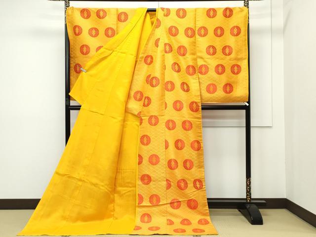 平和屋本店■希少　十二単　唐衣・表着・打衣・五衣　唐織　蝶丸文　逸品　CZAA2522s5