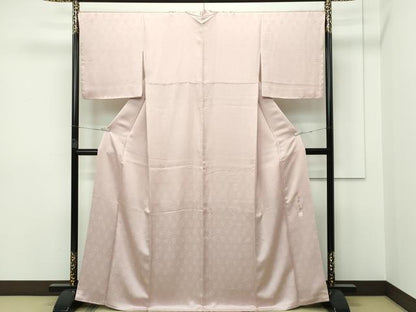 平和屋本店■極上　皇室献上作家　藤井寛　色無地　水柿色　草花地紋　逸品　CZAA2545s5