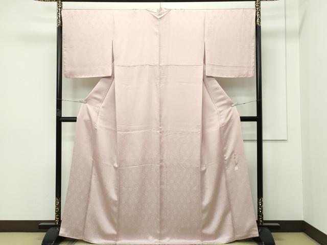 平和屋本店■極上　皇室献上作家　藤井寛　色無地　水柿色　草花地紋　逸品　CZAA2545s5