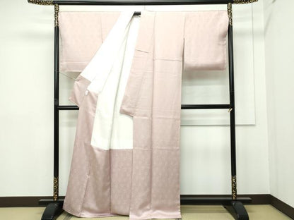 平和屋本店■極上　皇室献上作家　藤井寛　色無地　水柿色　草花地紋　逸品　CZAA2545s5
