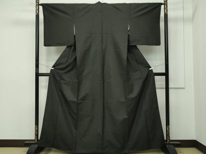 平和屋本店●極上 本場縞大島紬 色無地 黒地 川野織物 証紙付き 逸品 未使用 CZAA2546s5