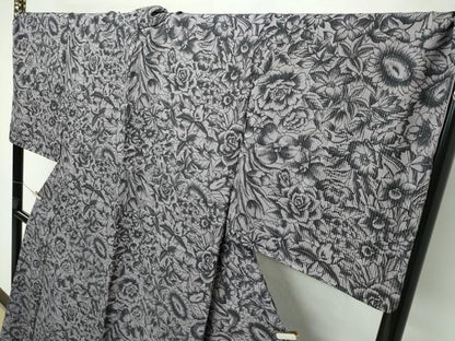 平和屋本店■極上　キモノデザイナー　斉藤上太郎　小紋　草花文　逸品　未使用　CZAA2547s5