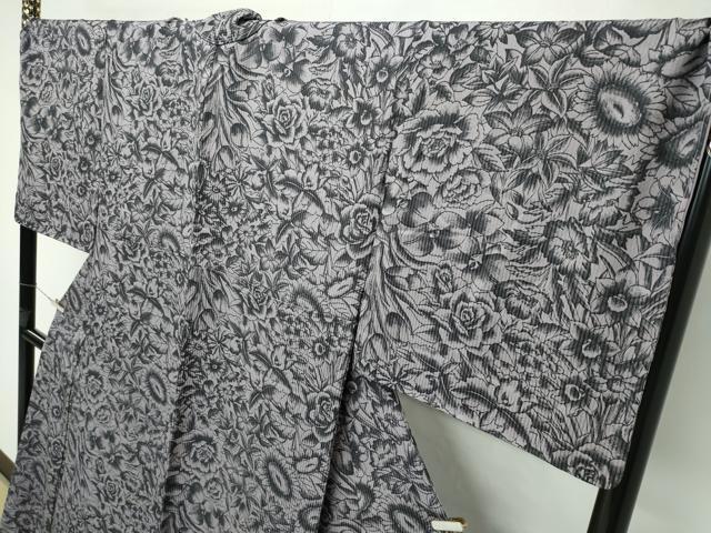 平和屋本店■極上　キモノデザイナー　斉藤上太郎　小紋　草花文　逸品　未使用　CZAA2547s5