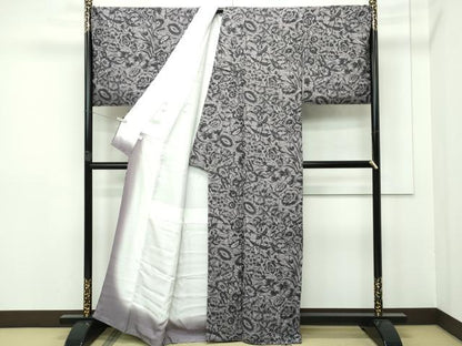 平和屋本店■極上　キモノデザイナー　斉藤上太郎　小紋　草花文　逸品　未使用　CZAA2547s5