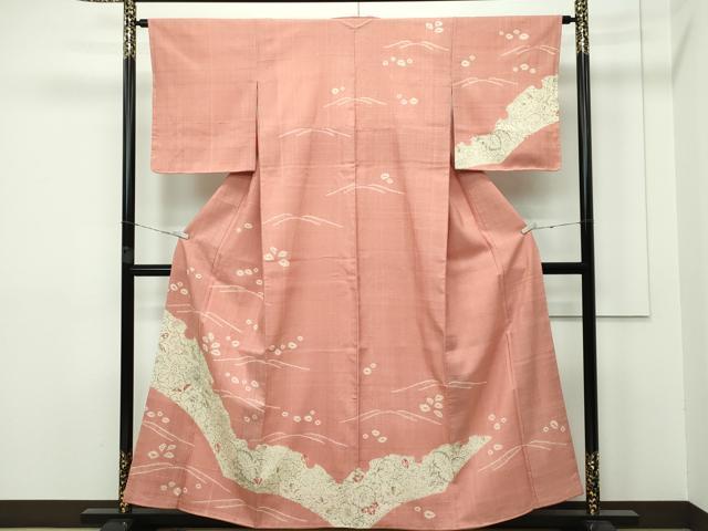 平和屋本店■極上　訪問着　辻が花　紬地　絞り　東雲色地　やまと誂製　逸品　未使用　CZAA2549s5