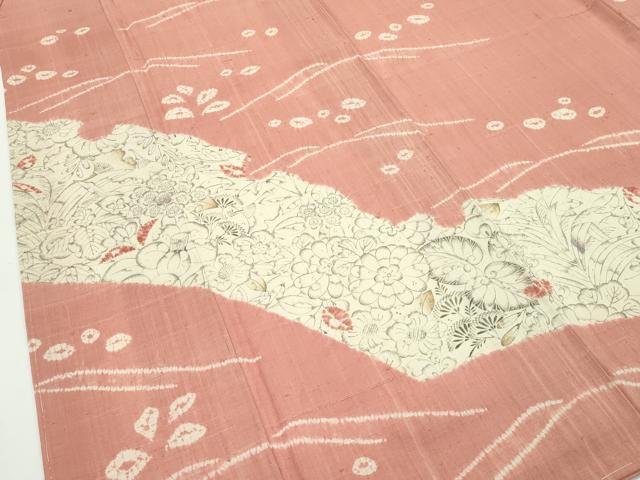 平和屋本店■極上　訪問着　辻が花　紬地　絞り　東雲色地　やまと誂製　逸品　未使用　CZAA2549s5