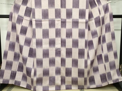 平和屋本店●極上　本場結城紬　重要無形文化財　毛万絣　市松文様　逸品　未使用　CZAA2562s5