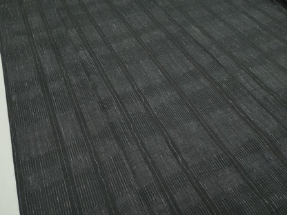 平和屋本店●極上 本場結城紬 重要無形文化財 変わり縞 黒地 逸品 CZAA2566s5
