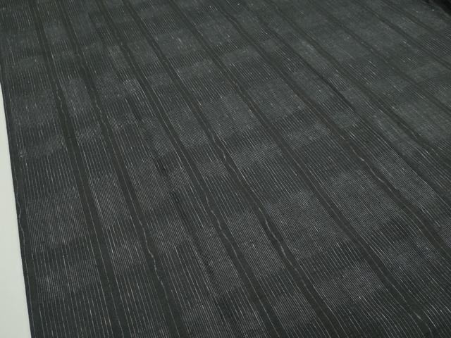 平和屋本店●極上 本場結城紬 重要無形文化財 変わり縞 黒地 逸品 CZAA2566s5