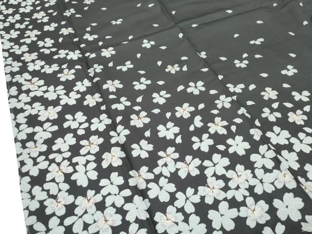 平和屋本店○極上 訪問着 お召地 桜 金彩 紅消鼠色地